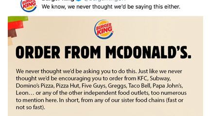 El gesto de Burger King con McDonald’s para apoyar la hostelería y restauración